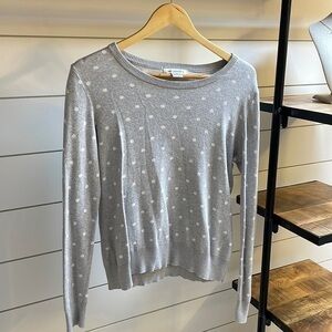 Liz Claiborne Women's Grey & White Poka Dot Medium Sweater‎